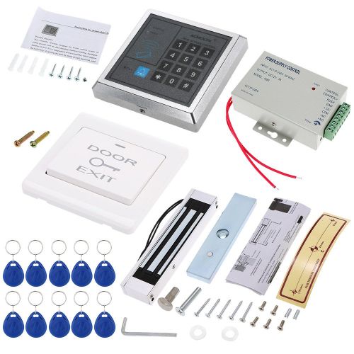  KKmoon Door Entry Access Control System Kit, Keypad Door Access Host Controller with 180KG396lb Electric Magnetic Lock & Door Switch & DC12V Power Supply & 10pcs 125KHz RFID Cards