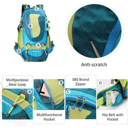  KL928 Hiking Backpack Waterproof Outdoor Internal Frame Backpacks for Men and Women Travel Camping Climbing (DV2003-Blue)