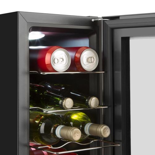  KLARSTEIN Klarstein Vinovista Picollo - Weinkuehlschrank, Getrankekuehlschrank, 24 Liter, 8 Flaschen, 3 Regaleinschuebe, LED-Beleuchtung, gerauscharm, regelbare Temperatur von 8°-18°C, schwarz-