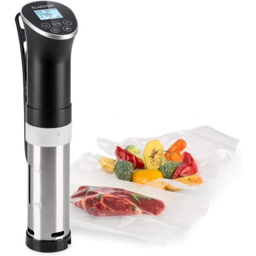  Klarstein Quickstick Pro Sous Vide, Vacuum Cooker, Sous Vide Cooker Slow Cooker, 800 Watts, 6-15 Liters, 3D Streamline Heating, 2 Temperature Sensors, 32-194°F, Display, Timer, Bl