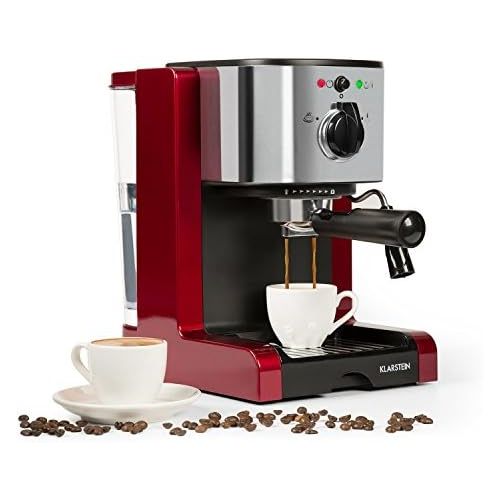  KLARSTEIN Passionata Rossa Espresso and Cappuccino Machine, 15 Bars of Pressure, Steam Frother for Frothing Milk and Preparing Hot Drinks, 0.33 gallon (6 cups)