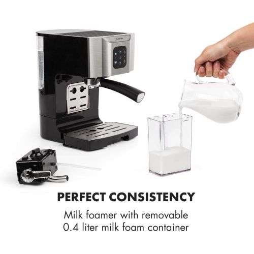  KLARSTEIN BellaVita Coffee Maker, Self-Cleaning System, 3-in-1 Function for Espresso, Cappuccino, Latte Macchiato, 20-Bar Pump, 1450 W, 1.4L (0.4 gallon) Water Tank, Removable Drip