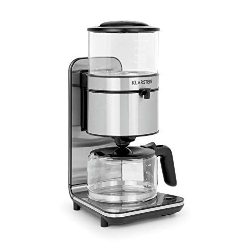  KLARSTEIN Soulmate Filter Coffee Machine - Device Base with Brushed Stainless-Steel Surface, Removable Filter Container, 1800W, Makes 6 Cups (0.33 gallon), Glass, Brewing Process,