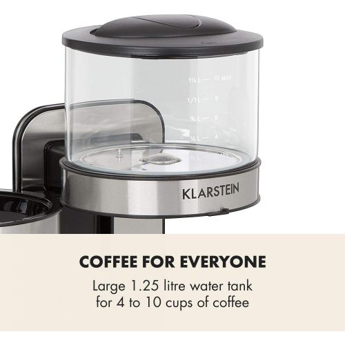  KLARSTEIN Soulmate Filter Coffee Machine - Device Base with Brushed Stainless-Steel Surface, Removable Filter Container, 1800W, Makes 6 Cups (0.33 gallon), Glass, Brewing Process,