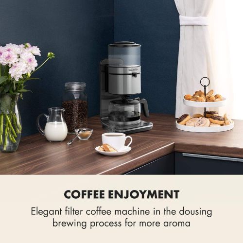  KLARSTEIN Soulmate Filter Coffee Machine - Device Base with Brushed Stainless-Steel Surface, Removable Filter Container, 1800W, Makes 6 Cups (0.33 gallon), Glass, Brewing Process,