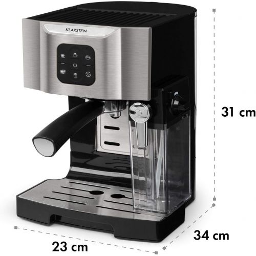  KLARSTEIN BellaVita Coffee Maker, Self-Cleaning System, 3-in-1 Function for Espresso, Cappuccino, Latte Macchiato, 20-Bar Pump, 1450 W, 1.4L (0.4 gallon) Water Tank, Removable Drip