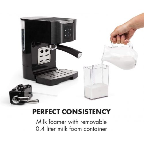  KLARSTEIN BellaVita Coffee Maker, Self-Cleaning System, 3-in-1 Function for Espresso, Cappuccino, Latte Macchiato, 20-Bar Pump, 1450 W, 1.4L (0.4 gallon) Water Tank, Removable Drip