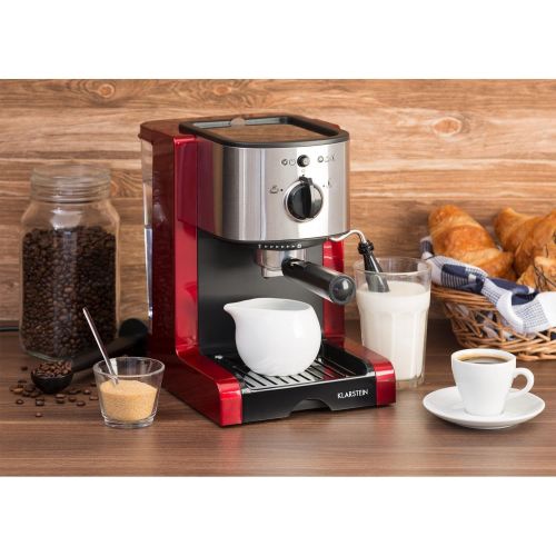  [아마존베스트]Klarstein Passionata Rossa 15 Espresso Machine  15 Bar  Capuccino  Milk Foam  1350W  Stylish Design for Modern Kitchens  Steam Nozzle for Frothing Milk and Preparing Hot Drin