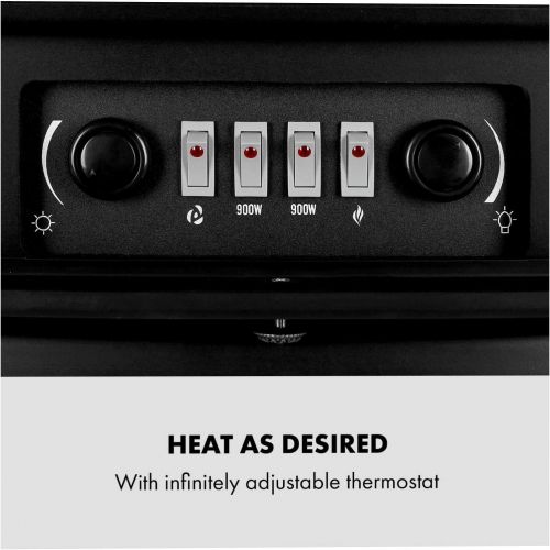  KLARSTEIN St. Moritz Electric Fireplace, Heater, 1500 Watts, Flame Simulation, Built-in Fan Heater, Glass Front Panel, Nostalgic Design, Adjustable Flame Brightness, Light Black