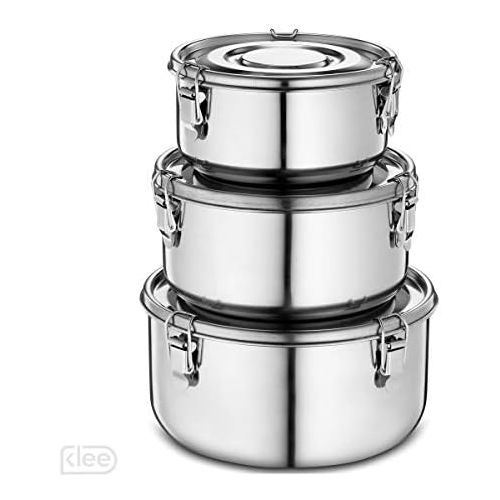  [아마존베스트]KLEE UTENSILS Klee Utensils 3-Piece Airtight Stainless Steel Food Storage Containers with Lids