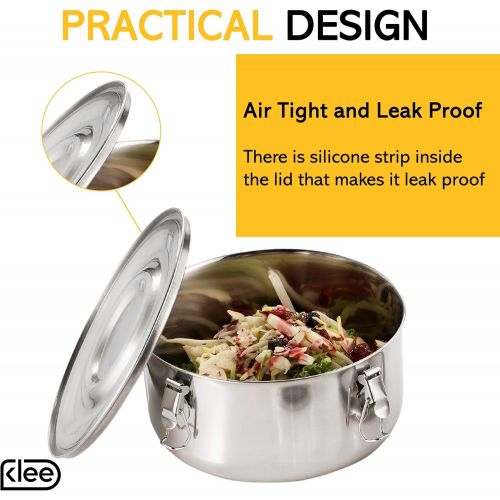  [아마존베스트]KLEE UTENSILS Klee Utensils 3-Piece Airtight Stainless Steel Food Storage Containers with Lids