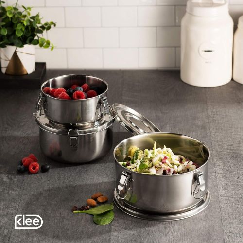  [아마존베스트]KLEE UTENSILS Klee Utensils 3-Piece Airtight Stainless Steel Food Storage Containers with Lids