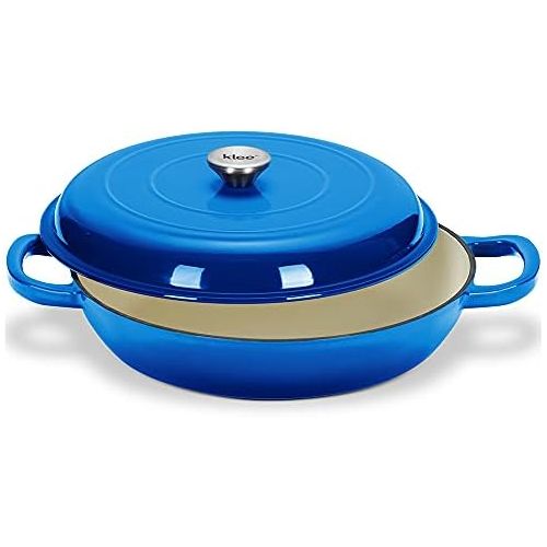  KLEE UTENSILS Klee Enameled Cast Iron Covered Casserole Dish with Lid, 3.8 Qt, 12-inch (Blue)