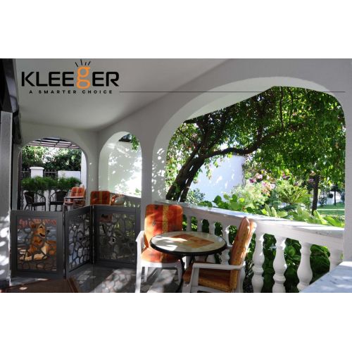  KLEEGER Kleeger KLG-195 Wooden Pet Gate, Foldable & Freestanding, For Indoor Home & Office Use. Keeps Pets Safe [ Zebra Pattern Decorative Design]. Easy Set Up, No Tools Required - Black