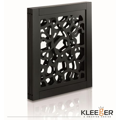  KLEEGER Kleeger KLG-195 Wooden Pet Gate, Foldable & Freestanding, For Indoor Home & Office Use. Keeps Pets Safe [ Zebra Pattern Decorative Design]. Easy Set Up, No Tools Required - Black