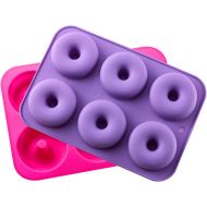 [아마존베스트]KLEMOO 2-Pack Donut Baking Pan, Silicone, Non-Stick Mold, Bake Full Size Perfect Shaped Doughnuts to Sweeten Your Hole