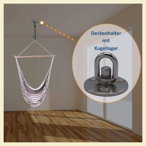  KLIFFHAENGER Premium Edelstahl Deckenhaken fuer Hangesessel, Hangematte, Hangestuhl | Kugelgelagert Edelstahl bis 180kg