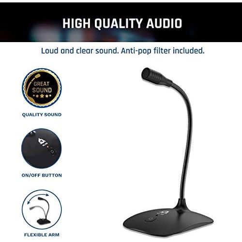  [아마존베스트]KLIM Technologies KLIM Talk - USB Desk Microphone for Computer - Compatible with any PC, Laptop, Mac, PS4 - Professional Desktop Mic with Stand - Recording, Gaming, Streaming, YouTube, Podcast Mic