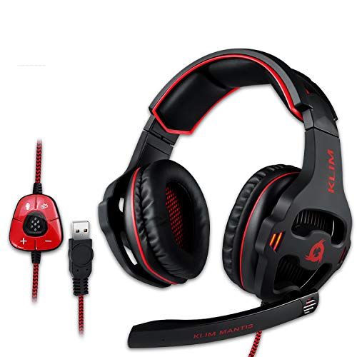  KLIM Mantis - Gaming Headphones - USB Headset with Microphone - for PC, PS4, Nintendo Switch, Mac, 7.1 Surround Sound - [ New 2022 Version ] - Noise Cancelling Gaming Headset