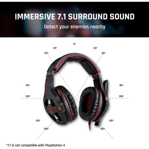  KLIM Mantis - Gaming Headphones - USB Headset with Microphone - for PC, PS4, Nintendo Switch, Mac, 7.1 Surround Sound - [ New 2022 Version ] - Noise Cancelling Gaming Headset