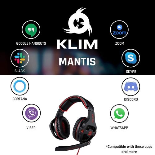  KLIM Mantis - Gaming Headphones - USB Headset with Microphone - for PC, PS4, Nintendo Switch, Mac, 7.1 Surround Sound - [ New 2022 Version ] - Noise Cancelling Gaming Headset