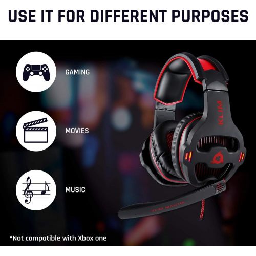  KLIM Mantis - Gaming Headphones - USB Headset with Microphone - for PC, PS4, Nintendo Switch, Mac, 7.1 Surround Sound - [ New 2022 Version ] - Noise Cancelling Gaming Headset