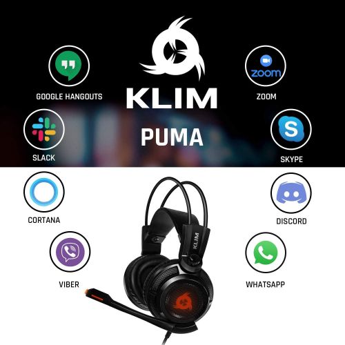  KLIM Puma - USB Gamer Headset with Mic - 7.1 Surround Sound Audio - Integrated Vibrations - Perfect for PC and PS4 Gaming - New 2021 Version - Black