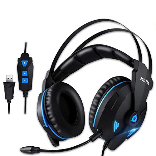  KLIM Impact - USB Gaming Headset - 7.1 Surround Sound + Noise Cancelling - High Definition Audio + Strong Bass - Video Games Headphones Audifonos with Microphone for PC Gamer PS4 -