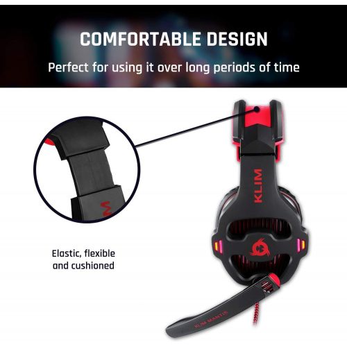  KLIM Mantis - Gaming Headphones - USB Headset with Microphone - for PC, PS4, Nintendo Switch, Mac, 7.1 Surround Sound - [ New 2022 Version ] - Noise Cancelling Gaming Headset