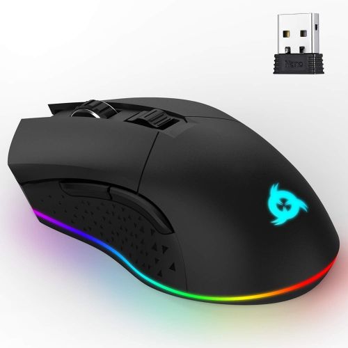  KLIM Blaze Rechargeable Wireless Gaming Mouse RGB + High-Precision Sensor and Long-Lasting Battery + 7 Customizable Buttons + Up to 6000 DPI + Wired and Wireless Mouse for PC Mac a