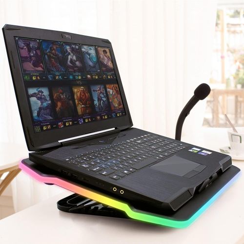  [아마존베스트]KLIM Ultimate + RGB Laptop Cooling Pad with LED Rim + Gaming Laptop Cooler + USB Powered Fan + Very Stable and Silent Laptop Stand + Compatible up to 17 + for PC Mac PS4 Xbox One +