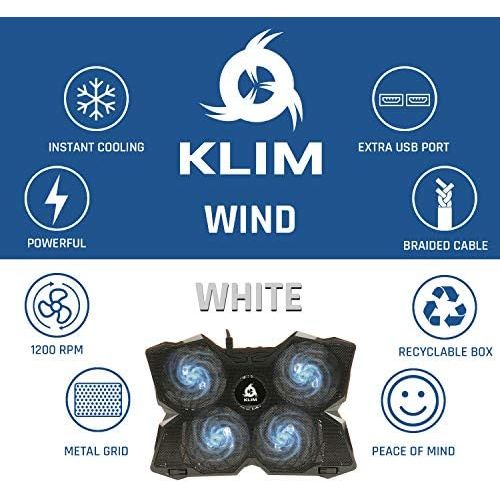  [아마존베스트]KLIM Wind Laptop Cooling Pad - Support 11 to 19 Inches Laptops, PS4 - [ 4 Fans ] - Light, Quiet Rapid Cooling Action - Ergonomic Ventilated Support - Gamer USB Slim Portable Gaming