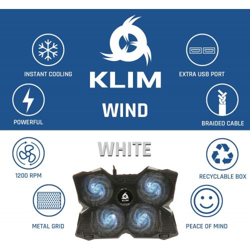  [아마존베스트]KLIM Wind Laptop Cooling Pad - Support 11 to 19 Inches Laptops, PS4 - [ 4 Fans ] - Light, Quiet Rapid Cooling Action - Ergonomic Ventilated Support - Gamer USB Slim Portable Gaming