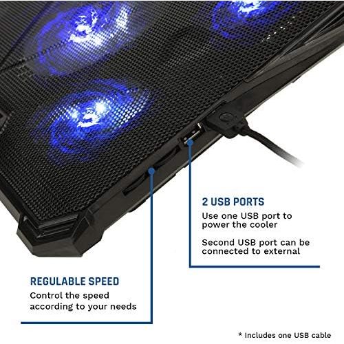  [아마존베스트]KLIM Cyclone Laptop Cooling Pad - 5 Fans Cooler - No More Overheating - Increase Your PC Performance and Life Expectancy - Ventilated Support for Laptop - Gaming Stand to Reduce He