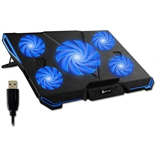  [아마존베스트]KLIM Cyclone Laptop Cooling Pad - 5 Fans Cooler - No More Overheating - Increase Your PC Performance and Life Expectancy - Ventilated Support for Laptop - Gaming Stand to Reduce He