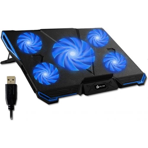  [아마존베스트]KLIM Cyclone Laptop Cooling Pad - 5 Fans Cooler - No More Overheating - Increase Your PC Performance and Life Expectancy - Ventilated Support for Laptop - Gaming Stand to Reduce He