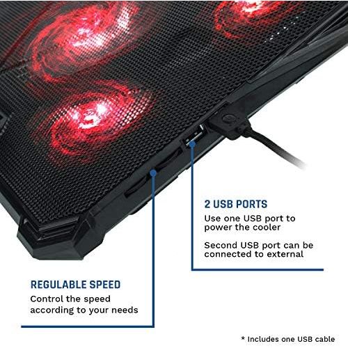  [아마존베스트]KLIM Cyclone Laptop Cooling Pad - 5 Fans Cooler - No More Overheating - Increase Your PC Performance and Life Expectancy - Ventilated Support for Laptop - Gaming Stand to Reduce He