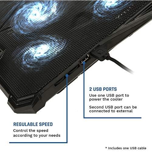  [아마존베스트]KLIM Cyclone Laptop Cooling Pad - 5 Fans Cooler - No More Overheating - Increase Your PC Performance and Life Expectancy - Ventilated Support for Laptop - Gaming Stand to Reduce He