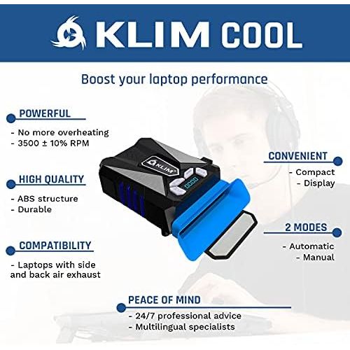  [아마존베스트]KLIM Cool Laptop Cooler Fan - Innovative Portable Cooling Design with Display - External Gaming Cooler - High Performance Ventilation - USB Cooling Pad - Quiet Air Vacuum - Redu