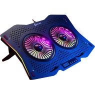 [아마존베스트]KLIM Halo + Laptop Cooling Stand with RGB backlighting + 11 - 17 + Gaming Laptop Cooling Pad for Desk + USB Powered Fan + Very Stable and Silent + Compatible Mac and PS4 - New 2020