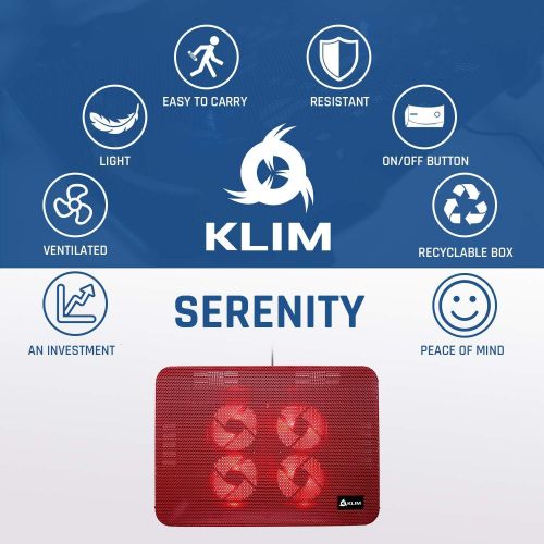  [아마존베스트]KLIM Serenity + Laptop Cooling Stand for Laptop + 11 to 15.6 inches + Perfect for Small and Medium Laptops + Stable and Sturdy Metal Grid + Silent Laptop Cooling Pad + New 2020 (Re