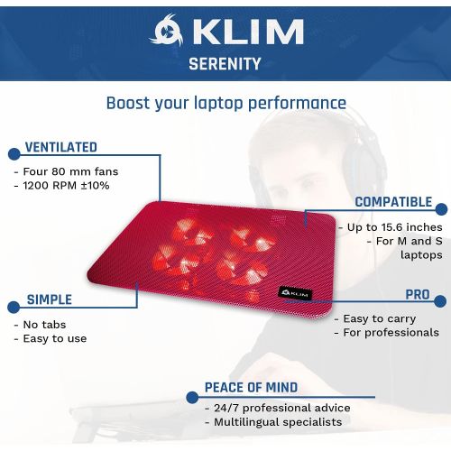  [아마존베스트]KLIM Serenity + Laptop Cooling Stand for Laptop + 11 to 15.6 inches + Perfect for Small and Medium Laptops + Stable and Sturdy Metal Grid + Silent Laptop Cooling Pad + New 2020 (Re