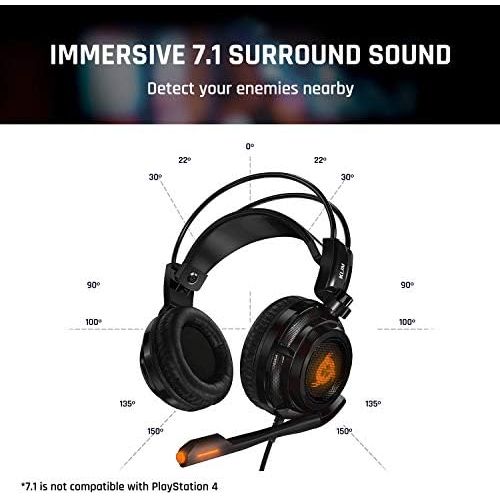  [아마존베스트]KLIM Puma - USB Gamer Headset with Mic - 7.1 Surround Sound Audio - Integrated Vibrations - Perfect for PC and PS4 Gaming - New 2020 Version - Black