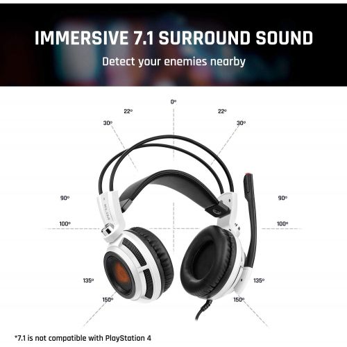  [아마존베스트]KLIM Puma - USB Gamer Headset with Mic - 7.1 Surround Sound Audio - Integrated Vibrations - Perfect for PC / PS5 / PS4 Gaming - New 2020 Version - White