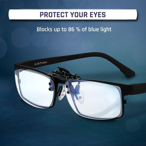  KLIM Protect OTG Clip-on Glasses to Block Blue Light - High Protection Blue Blocker Glasses for Screen - Gaming Glasses PC Mobile TV - Filters Blue Lights [ New 2022 ]