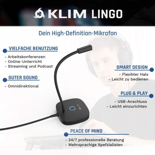  [아마존베스트]KLIM Lingo USB Desktop Microphone for PC and Mac with Mute Button Compatible with Any Computer Professional Desktop Microphone High Definition Audio 2021