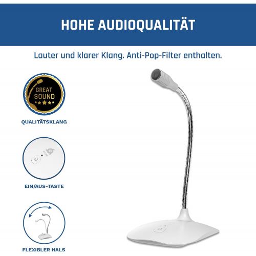  [아마존베스트]KLIM Talk USB Stand Microphone PC and Mac Compatible with Any Computer Professional USB Microphone High Definition Audio USB Microphone 2020 White