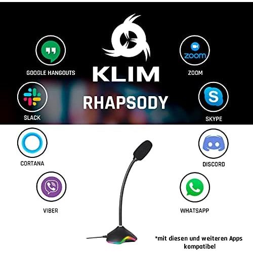  [아마존베스트]KLIM Rhapsody + USB Desktop Gaming Microphone with RGB Lighting + New 2020 + Super Sound Quality + Ideal for Voice Recording/Recording, Streaming, YouTube, Podcast + Compatible wit