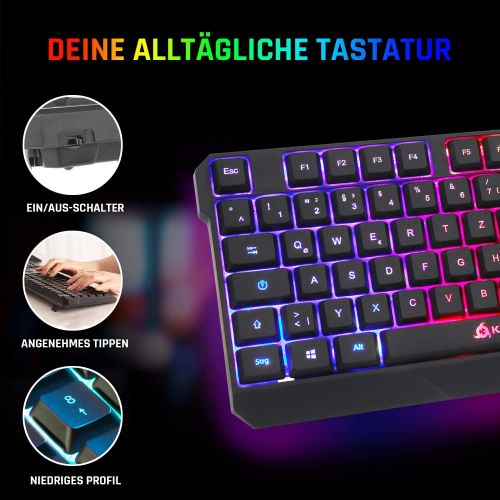  [아마존베스트]KLIM Chroma Gamer Keyboard with USB Cable - High Performance - Colourful Lighting (Black) RGB PC Windows, Mac, PS4