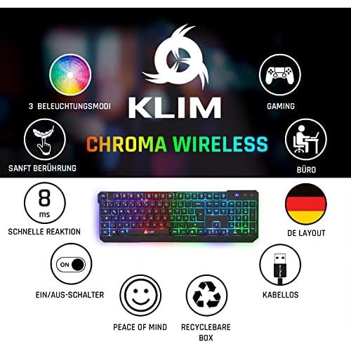  [아마존베스트]KLIM Chroma Gamer Keyboard with USB Cable - High Performance - Colourful Lighting (Black) RGB PC Windows, Mac, PS4